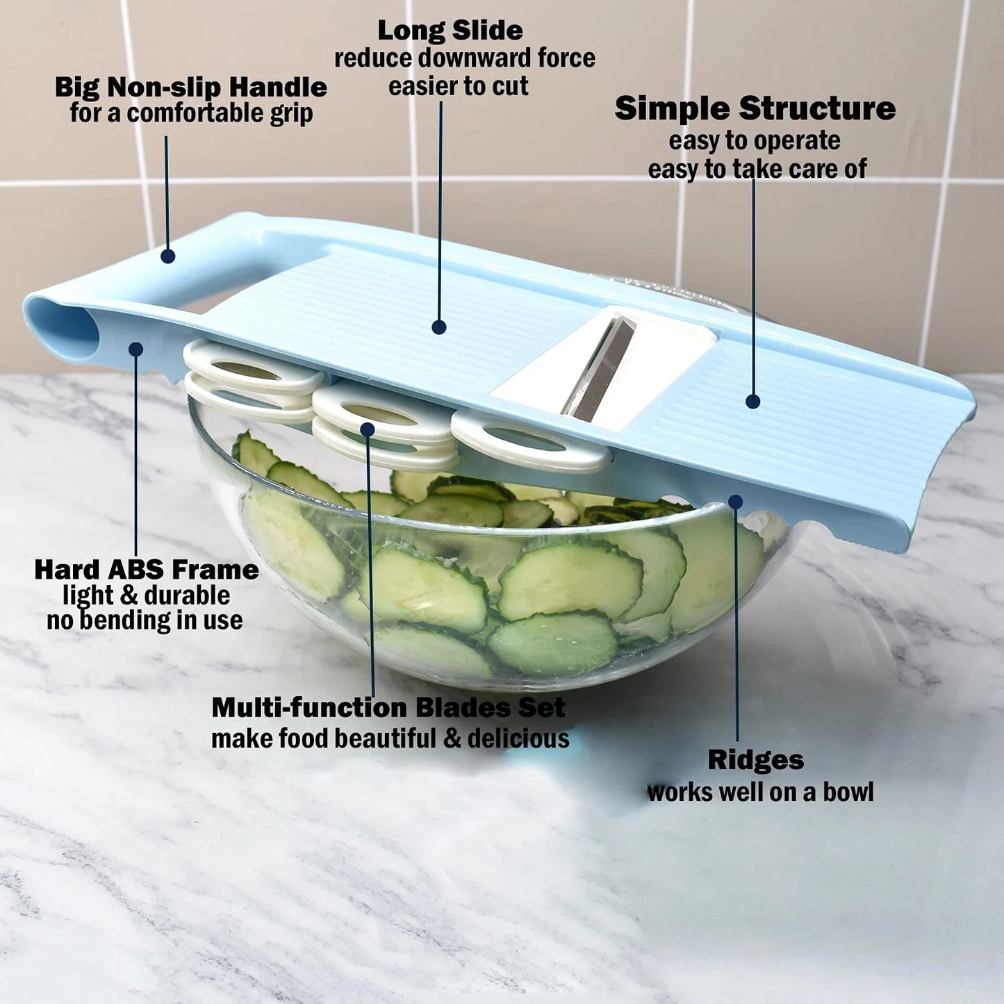 5 In 1 Mandoline Slicer Multi Blade Vegetable Cutter Julienne