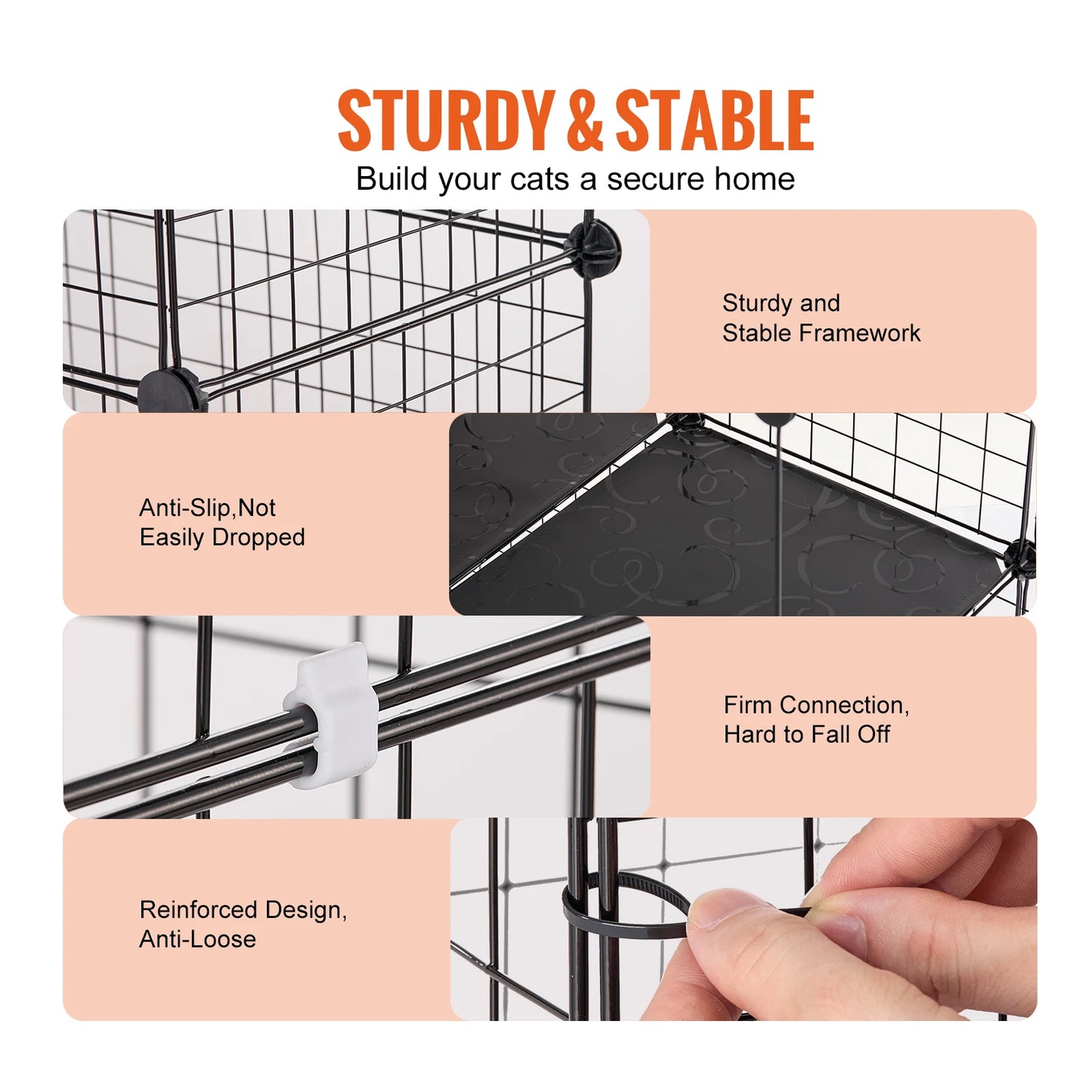 SucceBuy Large Cat Cage Detachable Metal Enclosure With Front Doors