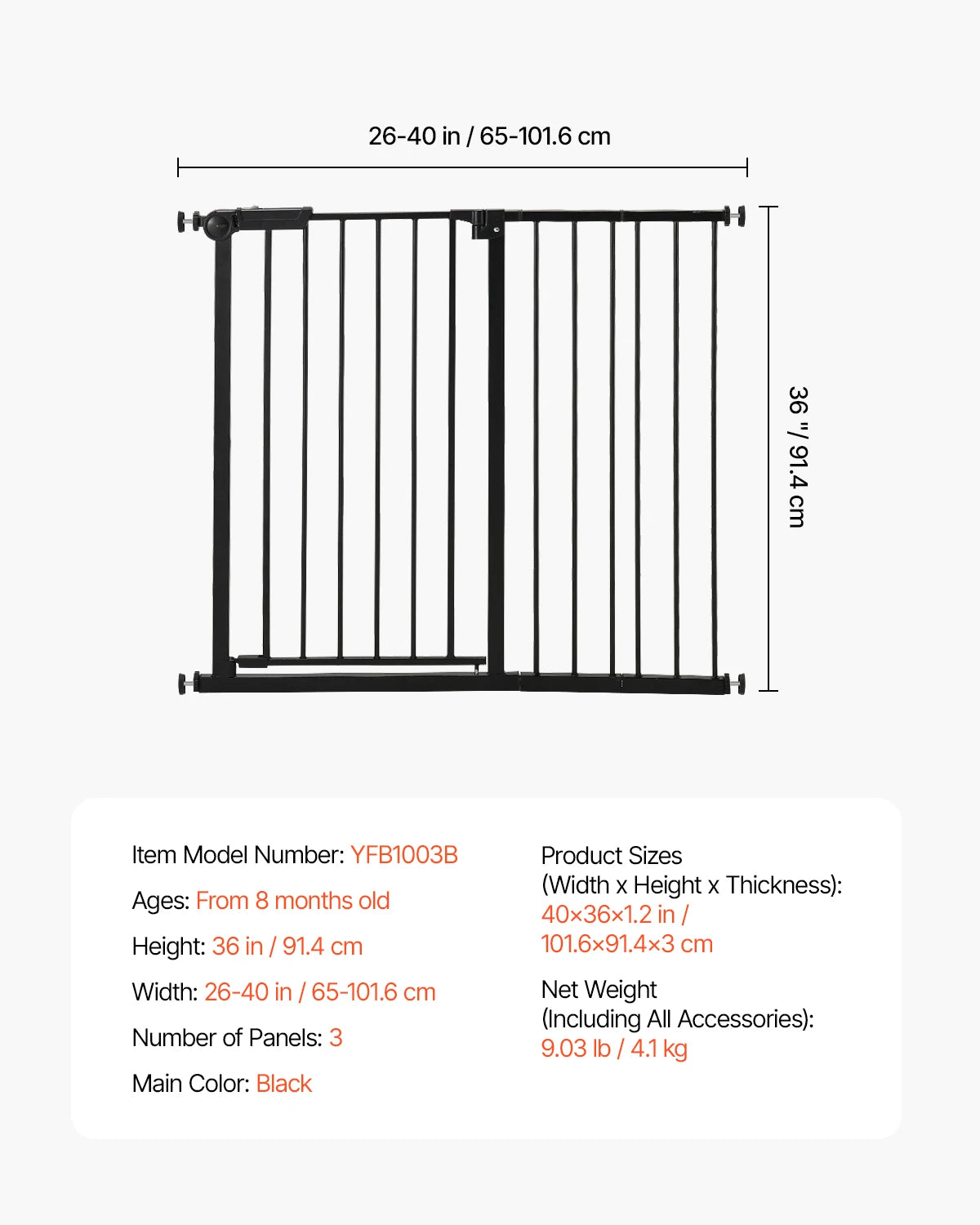 SucceBuy Baby Gate Pressure Mount Walk Through Child Fence