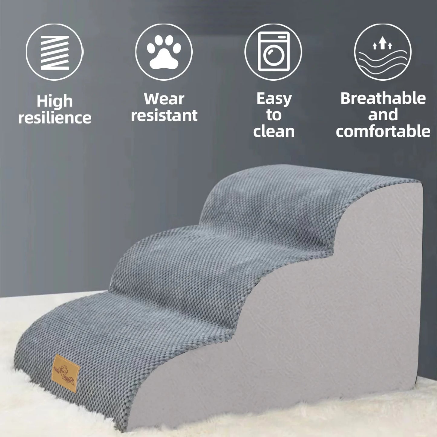 3 To 5 Step Curved Dog Stairs With Removable Cover