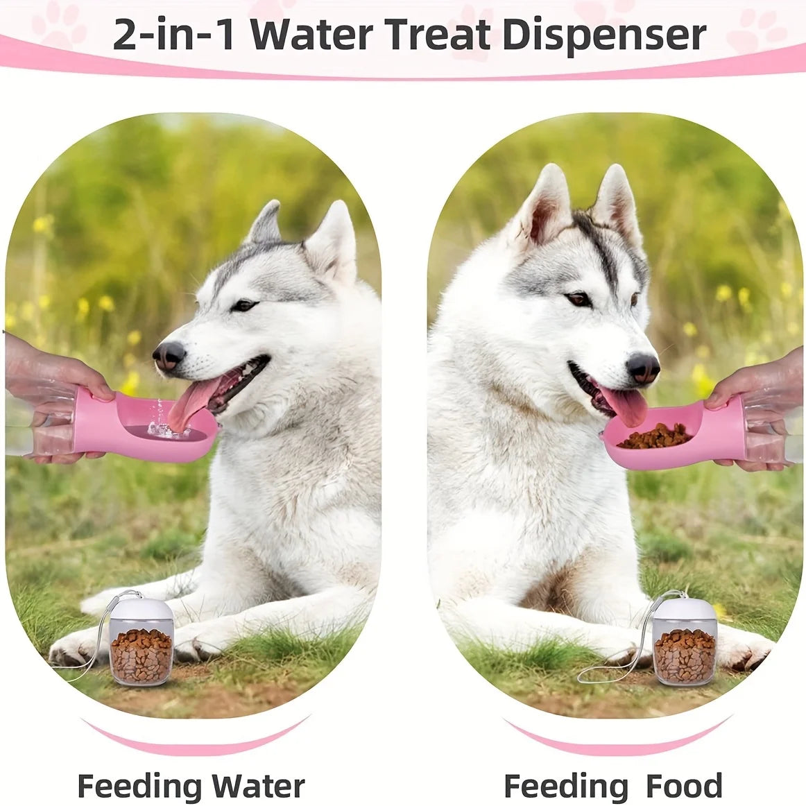 Portable Dog Cat Water Bottle With Food Container Leak Proof
