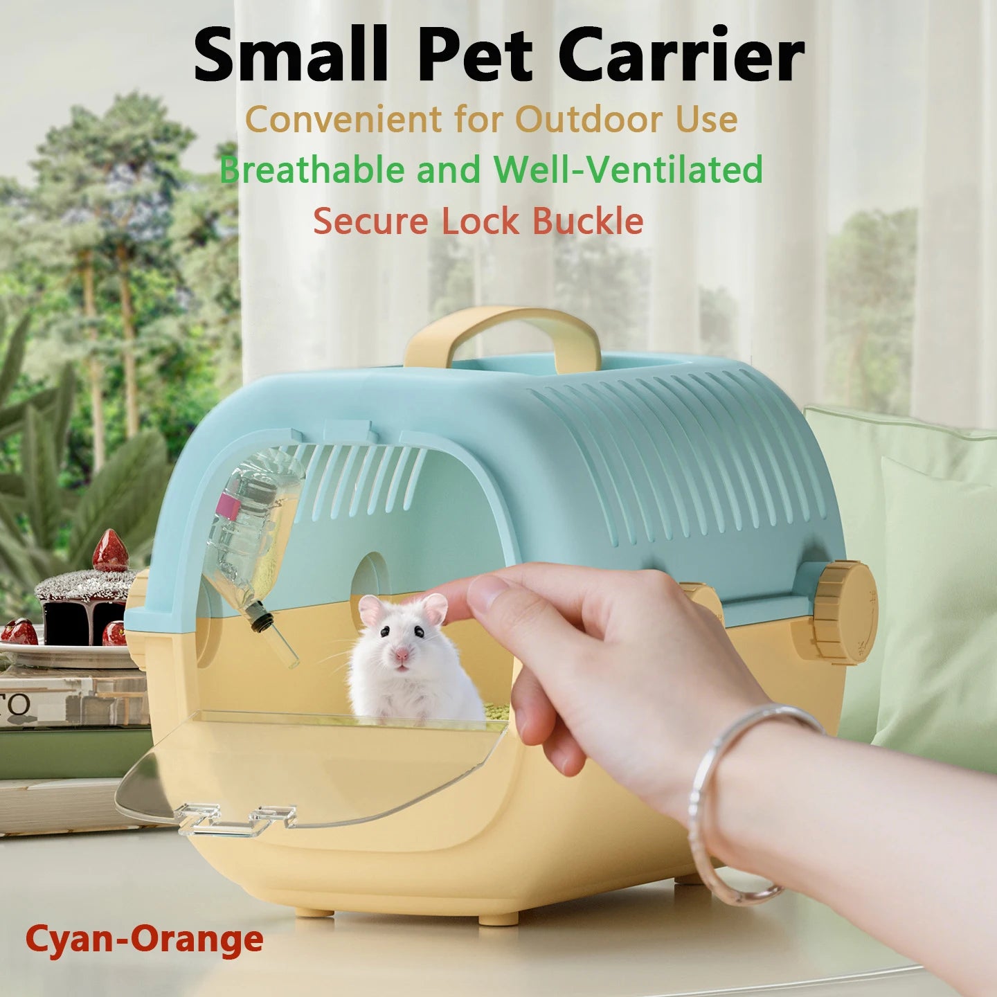 Luxury Hand Carry Pet Cage Travel Carrier For Small Animals With Water Bottle