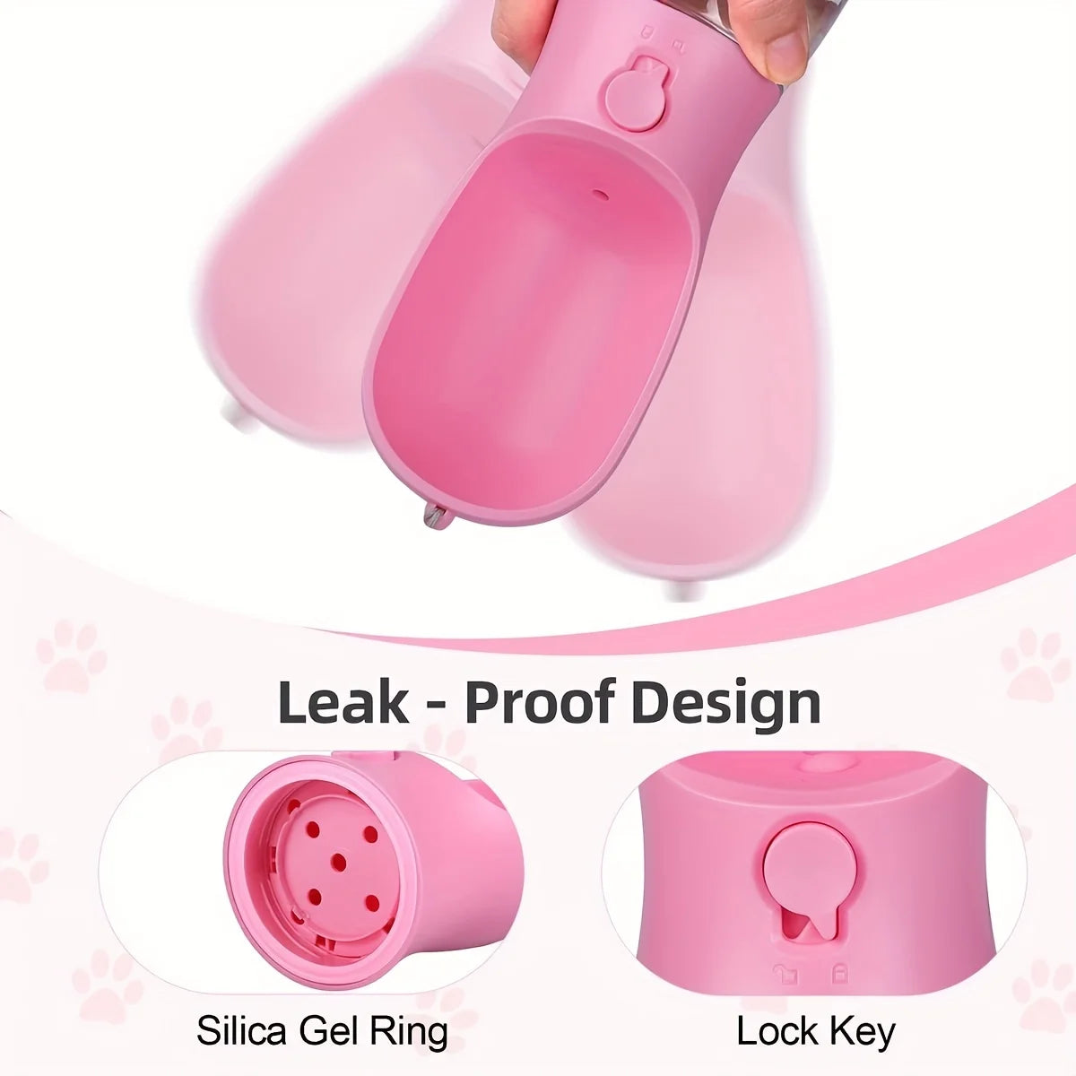 Portable Dog Cat Water Bottle With Food Container Leak Proof