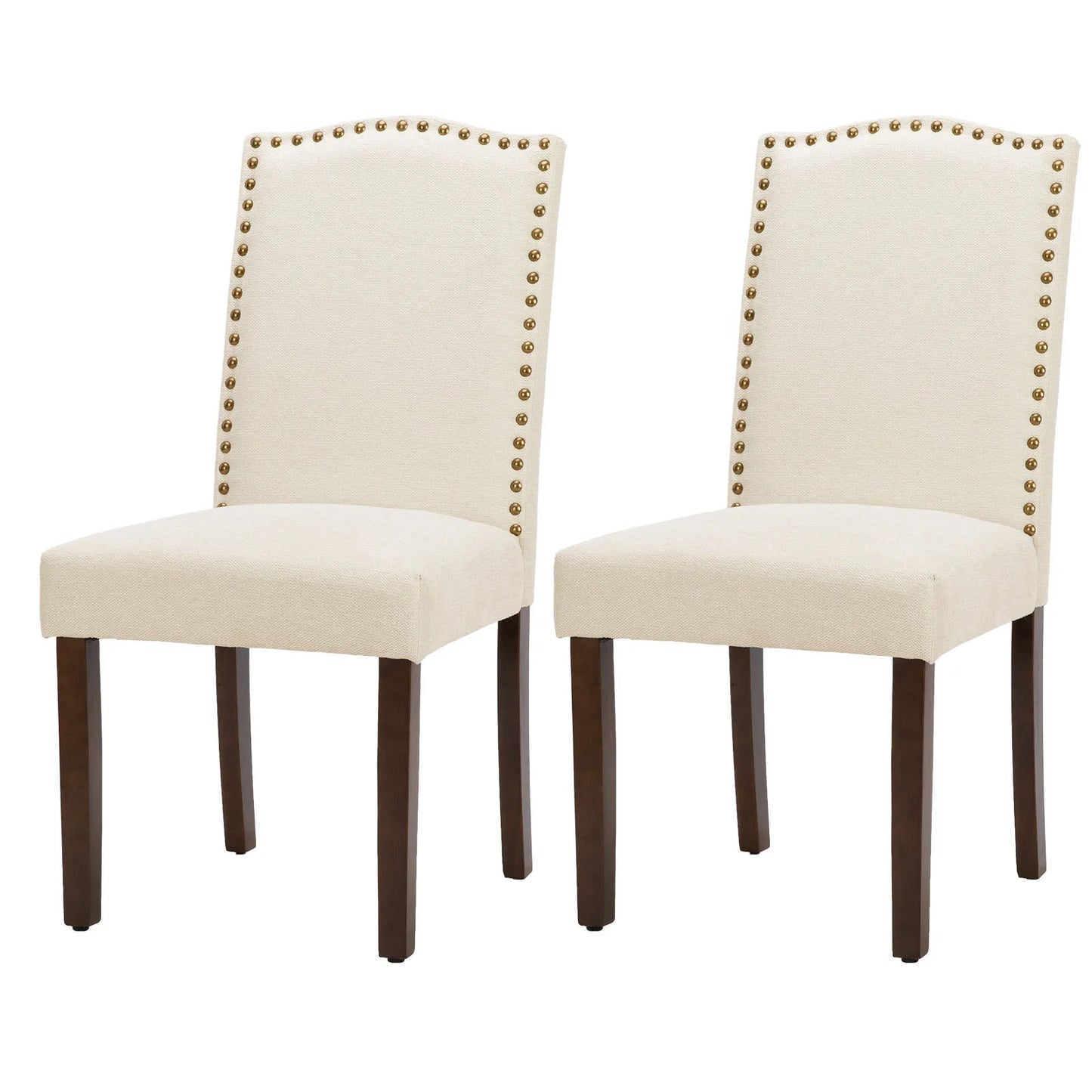 MCQ Farmhouse Fabric Dining Chairs Set With Wooden Legs