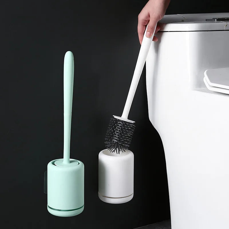 Silicone Toilet Brush With Holder Quick Drying Wall Mount