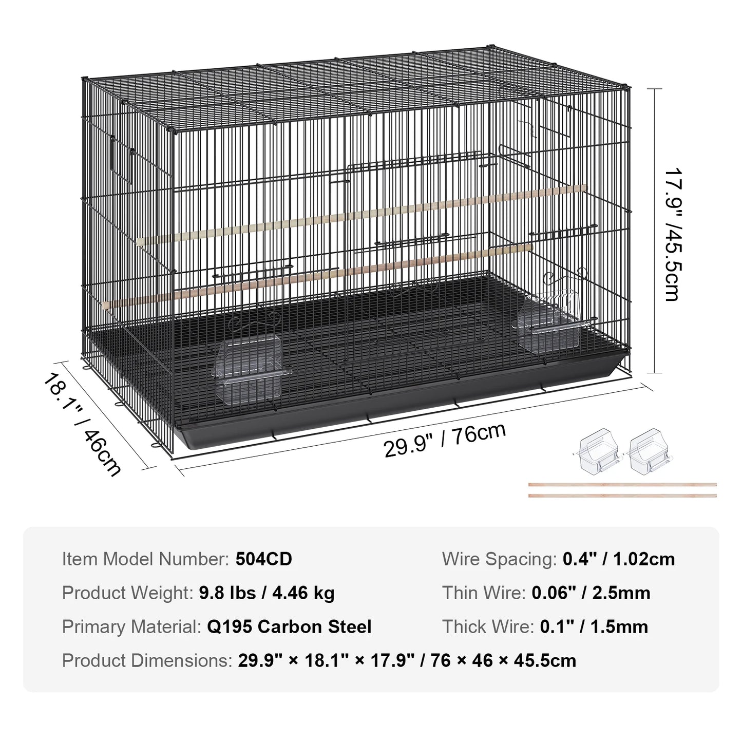 SucceBuy Stainless Steel Bird Cage With Rolling Stand