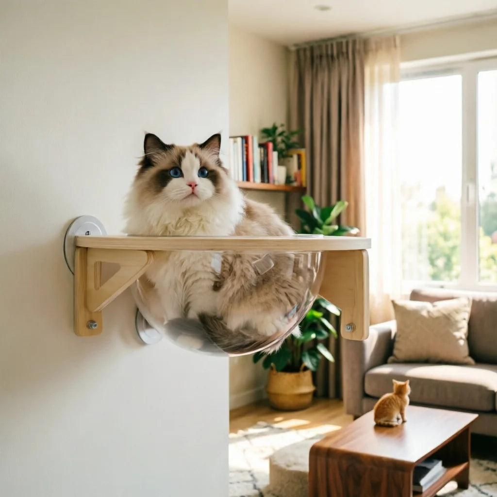 Clear Wall Mounted Cat Space Capsule Bed for Modern Home