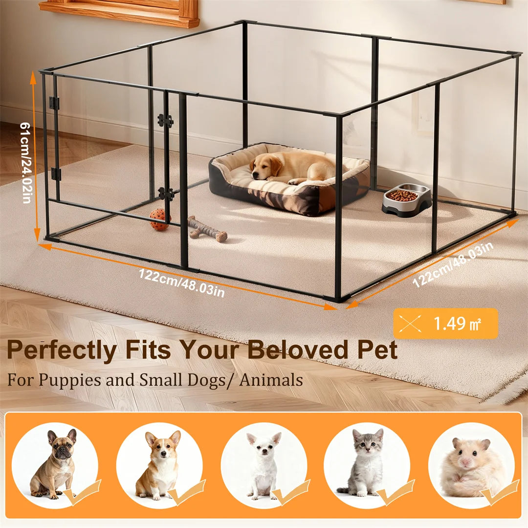 BINGOPAW 8 Panels Acrylic Dog Playpen Indoor Pet Exercise Fence