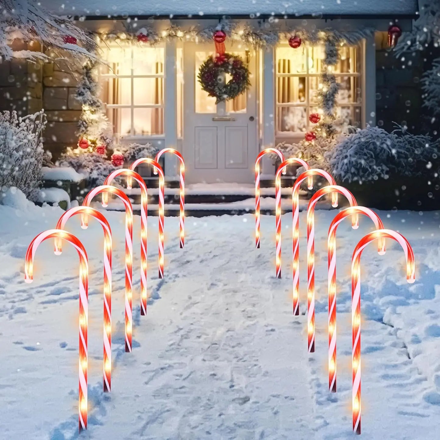 Joyfy Candy Cane Pathway Lights 12 With Warm White