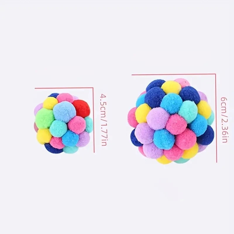 Nylon Cat Ball Toy Set With Elastic Bell Interactive Play