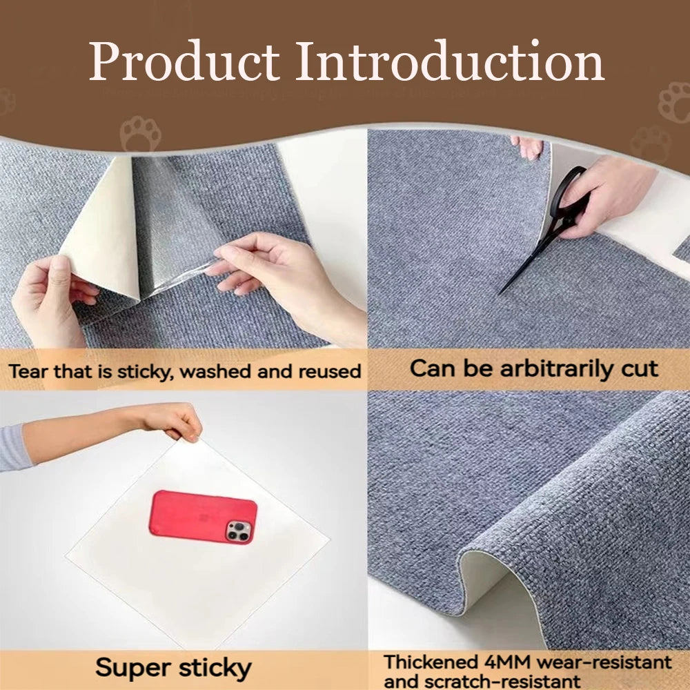 Self-Adhesive Cat Scratching Mat Trimmable Carpet Sofa Protector