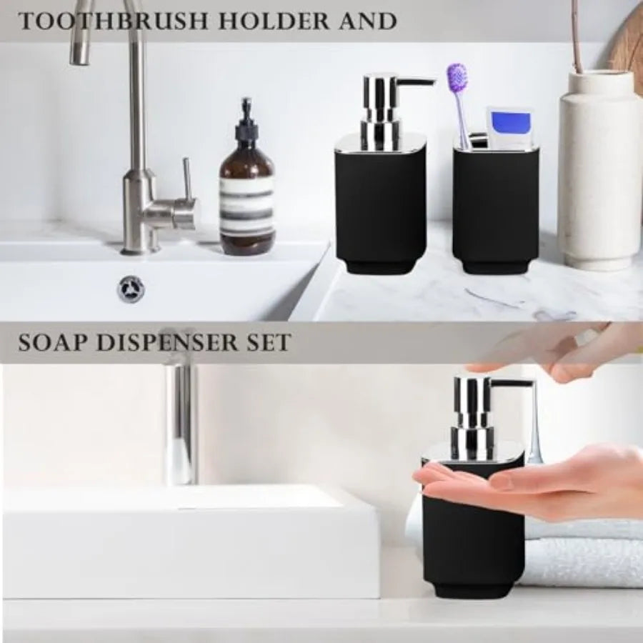 Bathroom Accessories 2-Piece Soap Dispenser And Toothbrush Holder Set