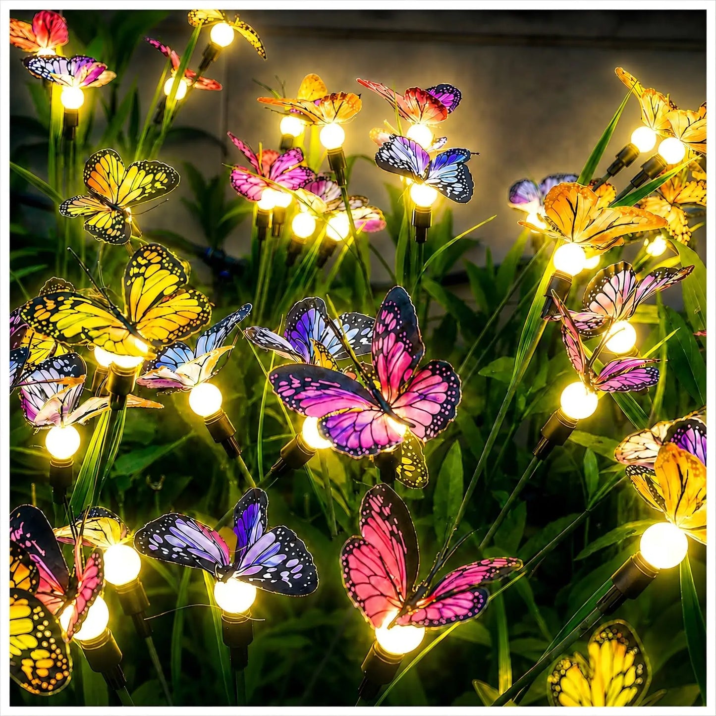 Solar Butterfly Garden Lights 2 Pack Upgraded Swaying LED Pathway