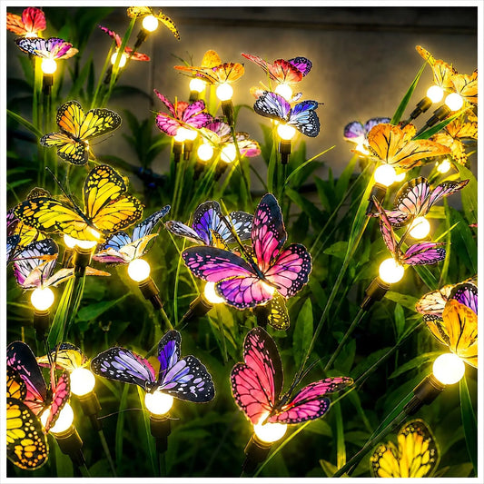 Solar Butterfly Garden Lights 2 Pack Upgraded Swaying LED Pathway