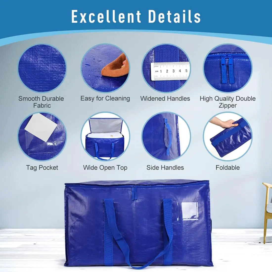 6 Pack Heavy Duty Moving Bags With Zippers And Handles