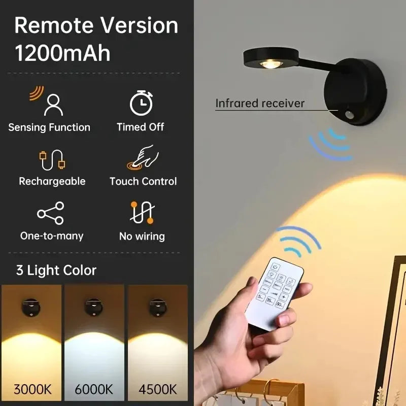 KFV USB Rechargeable Intelligent Wireless Wall Light Dimmable Led Spotlight