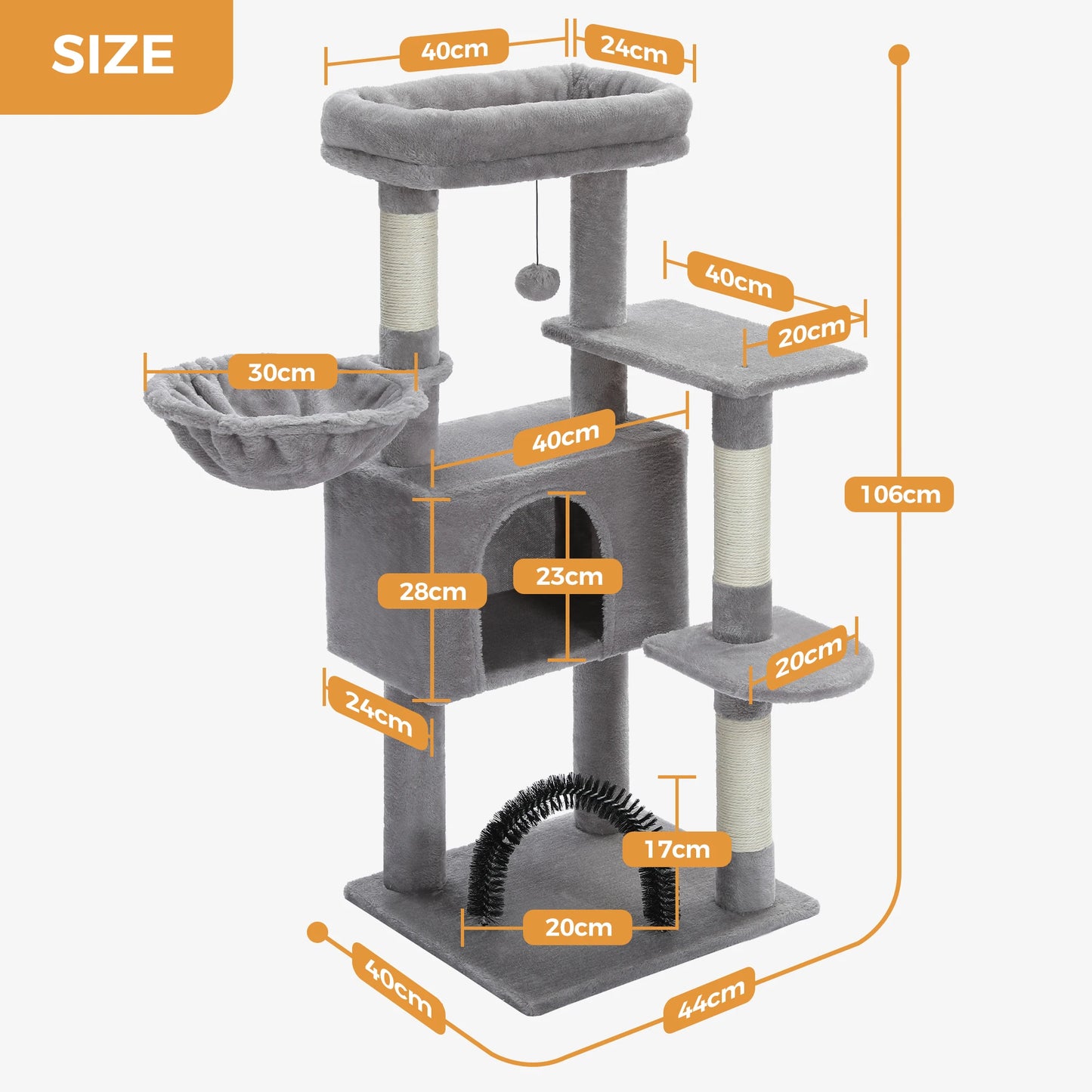 PAWZ Road Cat Tree With Toy Tower Plush Perch Scratching Posts