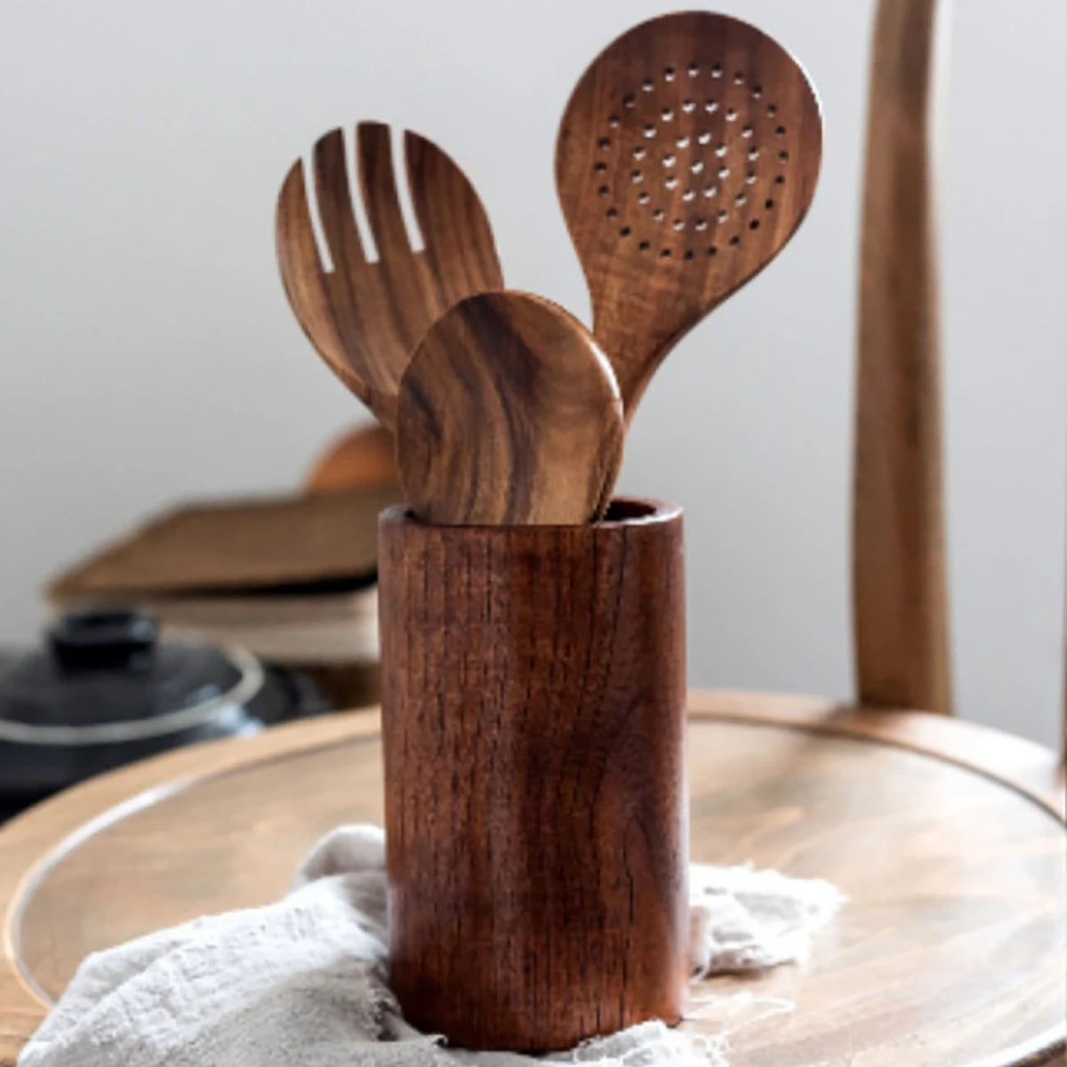 Wood Kitchen Utensil Set Spatula Spoon Fork Stirring Tools