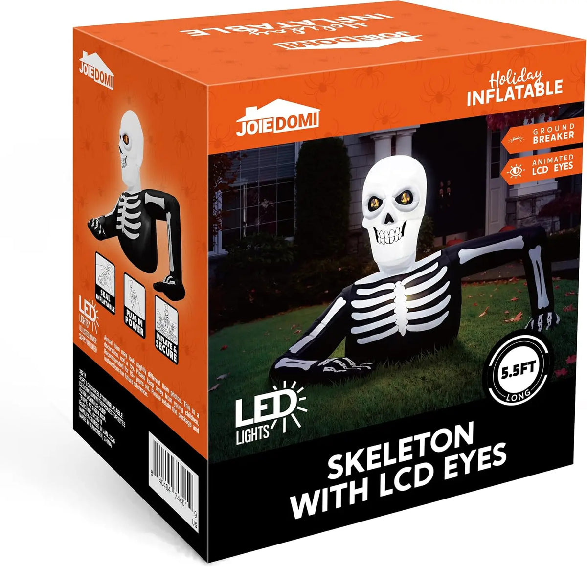 Joyfy Animated Halloween Skeleton Inflatable With LCD Eyes Decoration