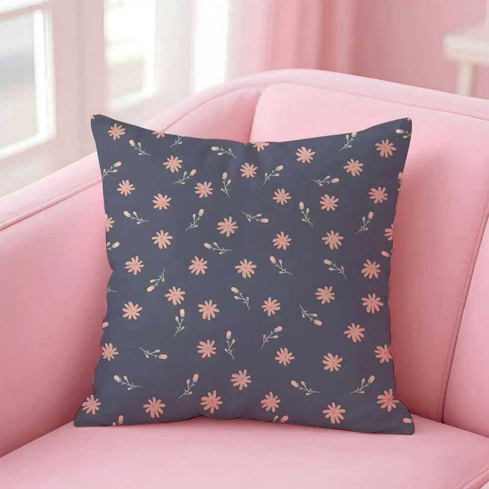 Pastoral Floral Cushion Cover With Concealed Zipper Polyester Cotton