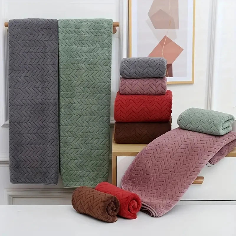 Thick Coral Velvet Bath Towels Absorbent Quick Dry Home Hotel