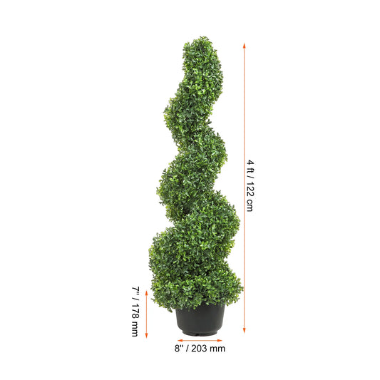 Artificial Boxwood Spiral Topiary Tree Realistic Outdoor Decorative PE