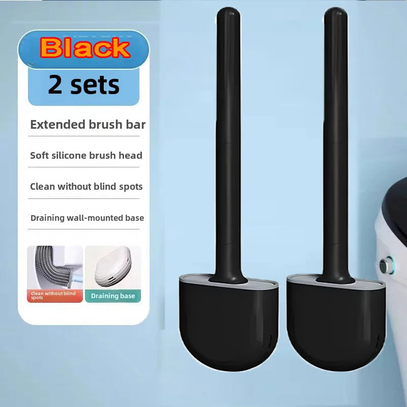 Hanging Silicone Toilet Brush With Long Handle And Quick Dry