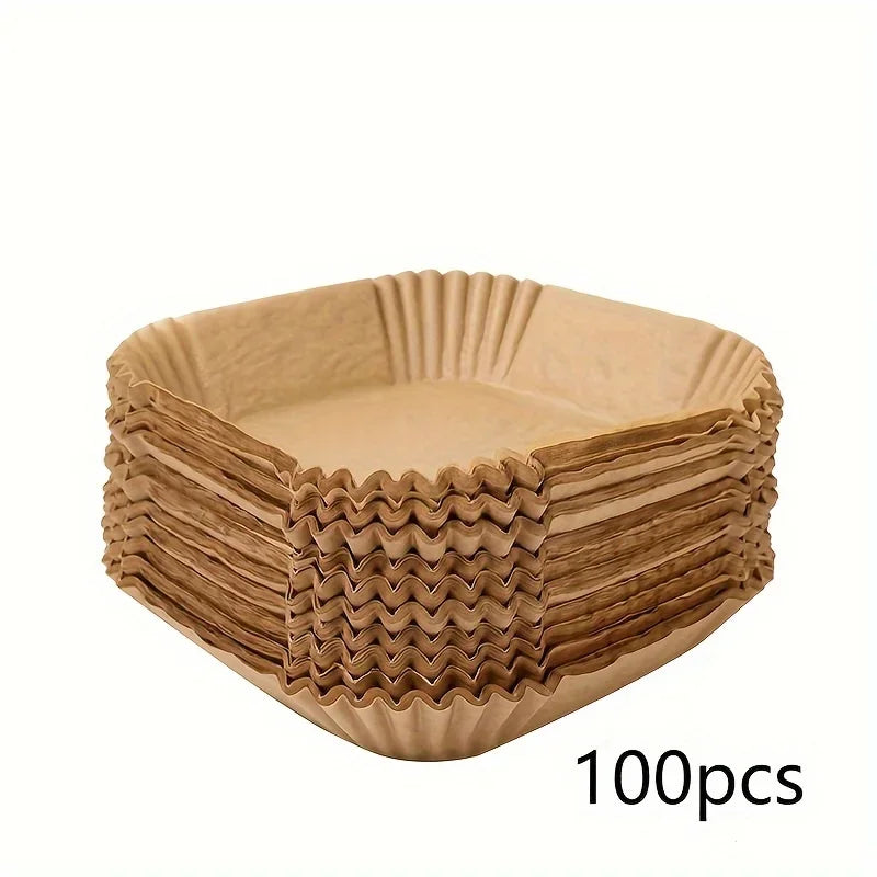 Square Silicone Air Fryer Liners Disposable Nonstick 50 100 Pack