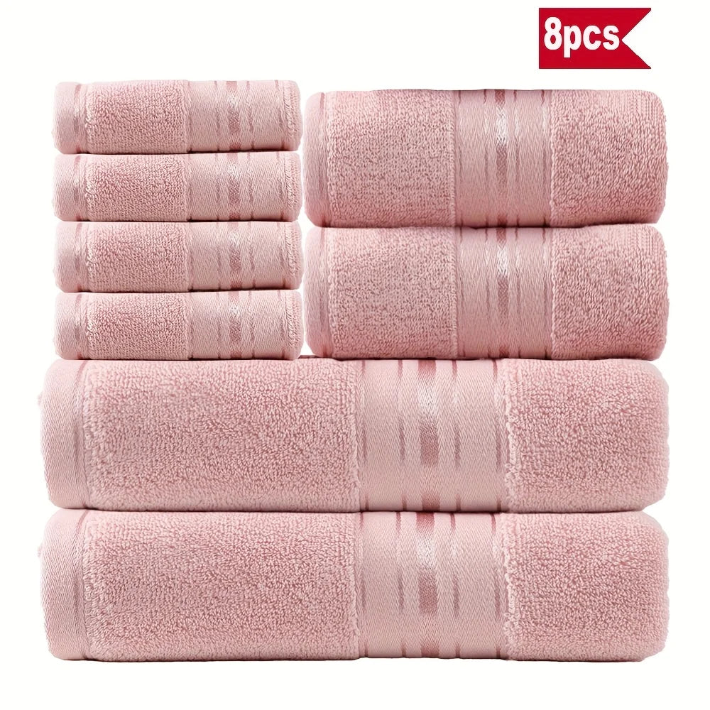 8 Piece Luxury Towel Set 100 Percent Cotton Towels Washcloths