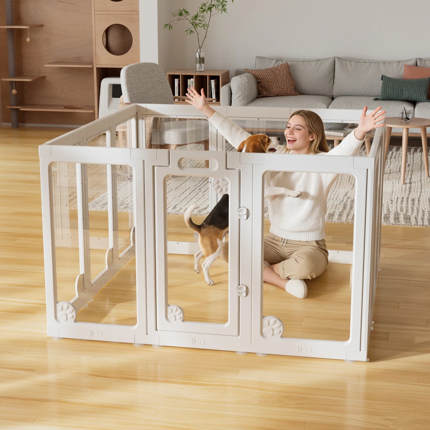 Jetting Clear Acrylic Dog Play Pen Indoor Puppy Fence Door