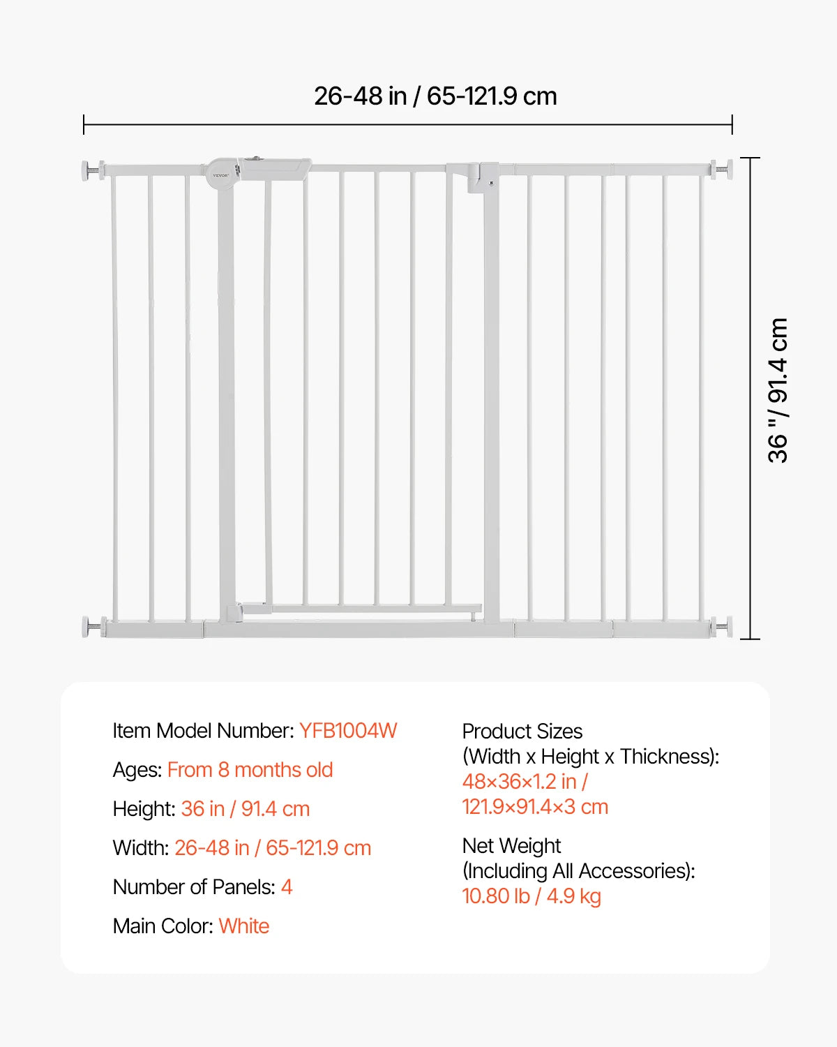 SucceBuy Baby Gate Pressure Mount Walk Through Child Fence