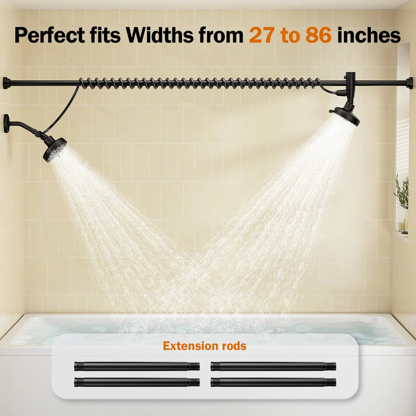 Tandem Dual Shower Head With Adjustable Slider For Couples