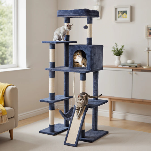 JHK Cat Tree Tall Multi Cat Climbing Tower With Natural Sisal Posts