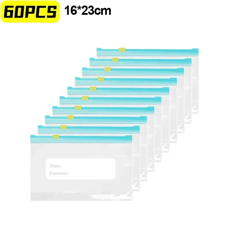 Reusable Food Storage Bags With Zip Seal Transparent Set