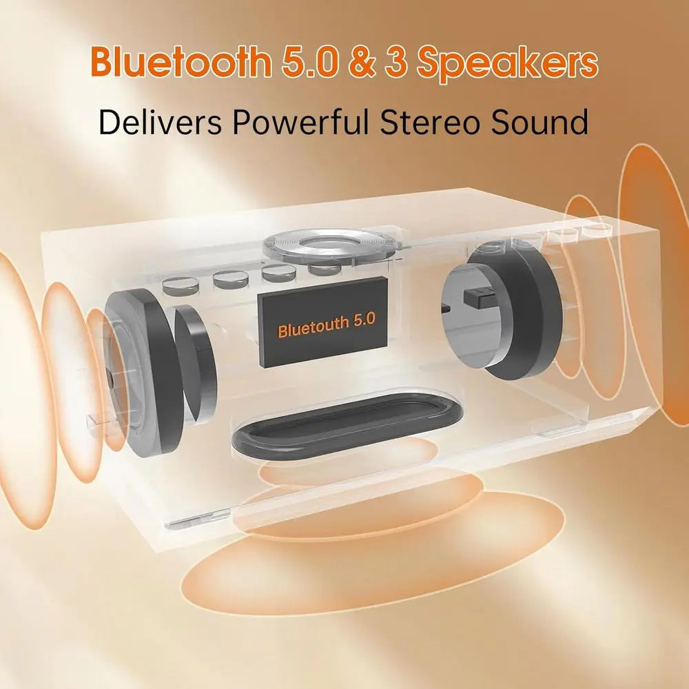 Bluetooth Digital Alarm Clock With Wireless Charging And FM Radio