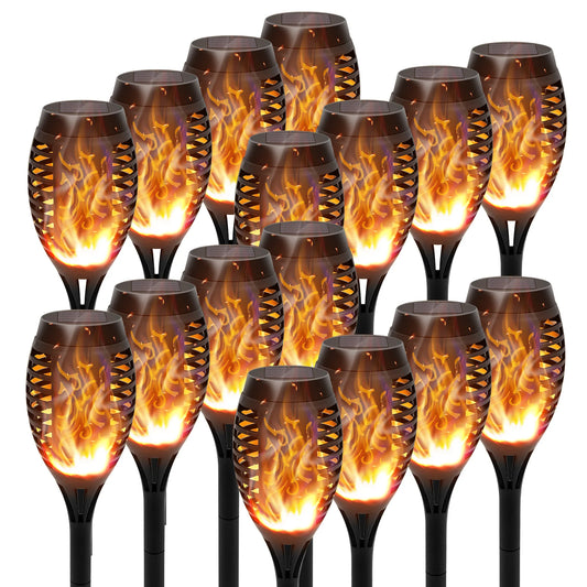 Solar Torch Lights Flickering Flame Outdoor Garden Path Patio Waterproof