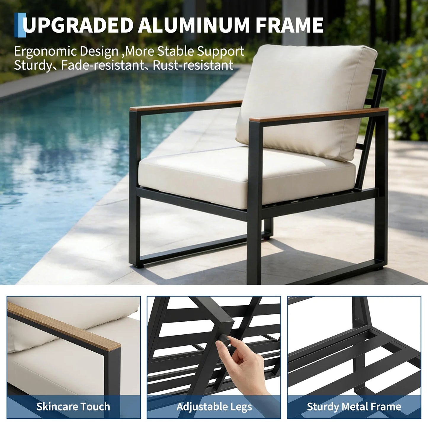 HobbyLane Modern Outdoor Patio Conversation Set With Coffee Table