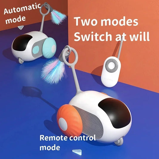 Pet Remote Control Feather Teaser Car Toy Rechargeable Obstacle Avoidance