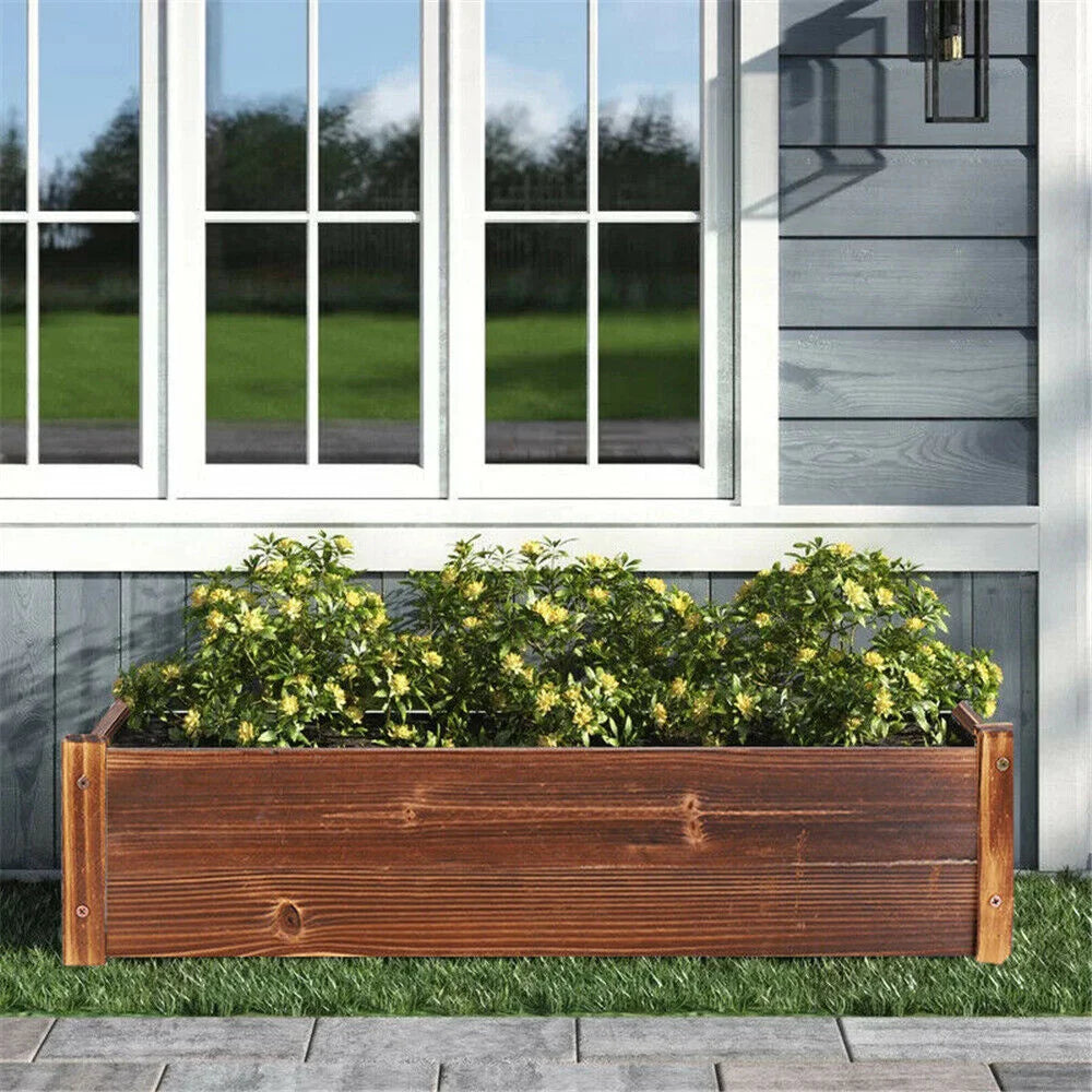 Pine Wood Raised Bed Planter Box For Indoor Outdoor Use