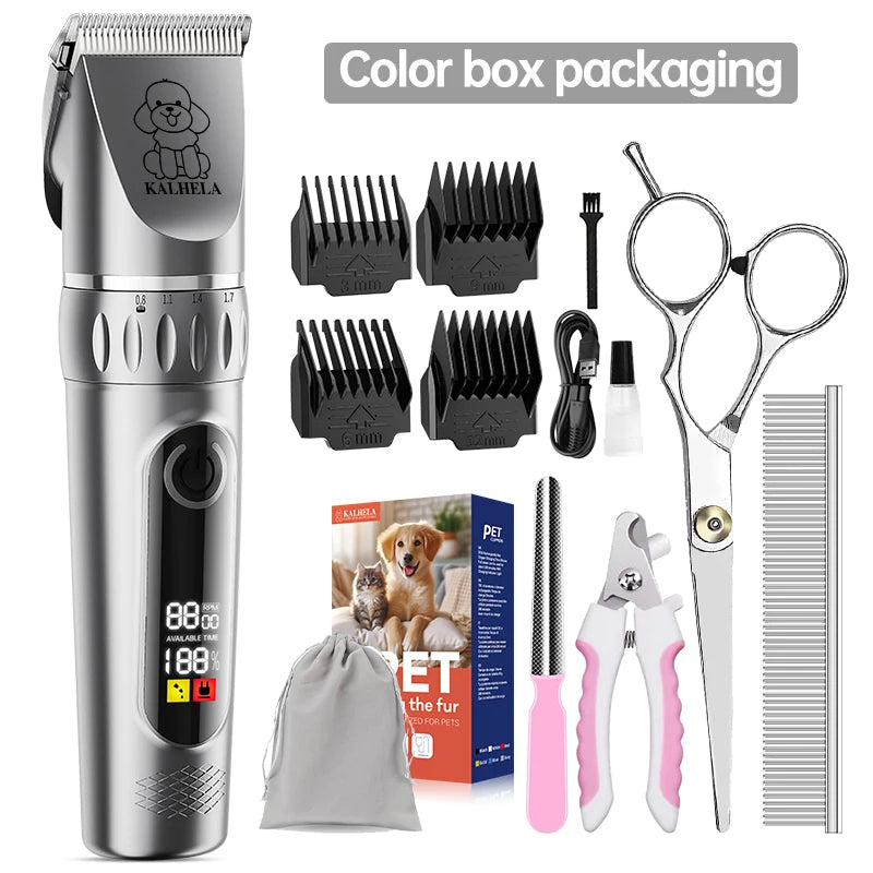 Pet Grooming Kit Rechargeable Electric Trimmer Set With Scissors