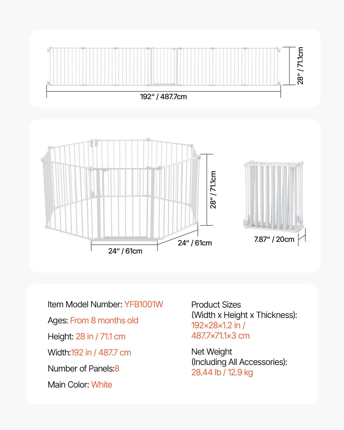 SucceBuy Baby Gate Pressure Mount Walk Through Child Fence