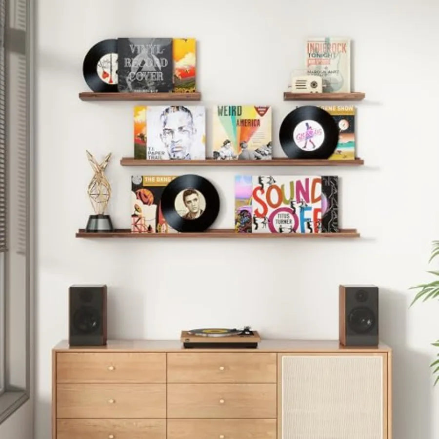 Floating Picture Ledge Shelves Of 4 With Lip For Wall