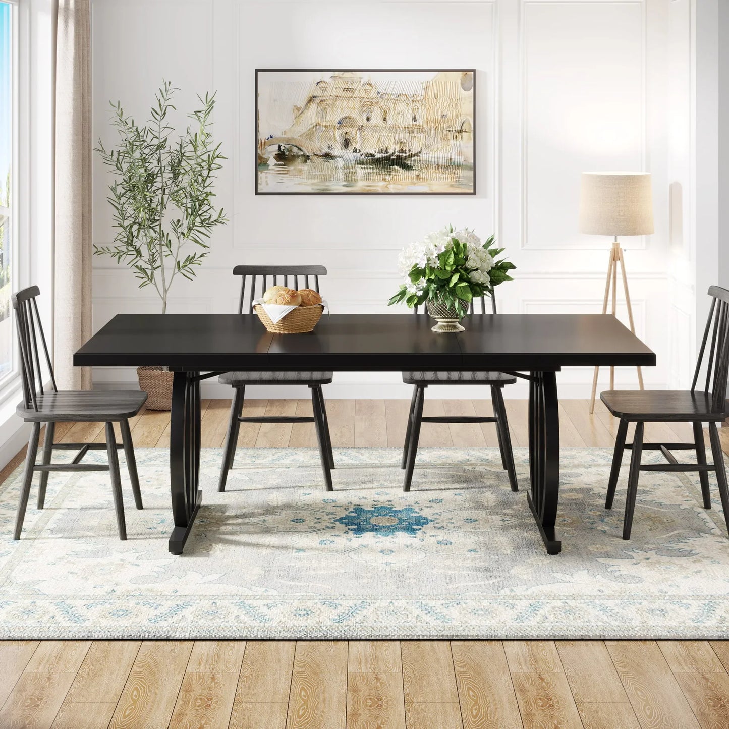 Tribesigns Modern Heavy Duty Metal Frame Industrial Dining Kitchen Table, No Chairs