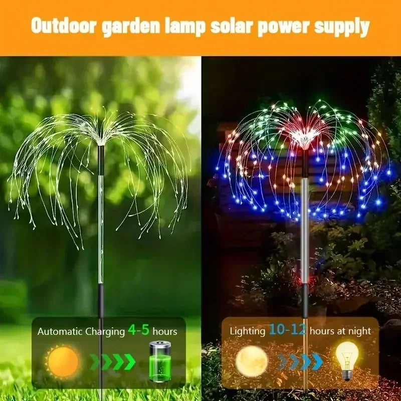 60 LEDs Solar Firework Lights Waterproof Garden And Pathway