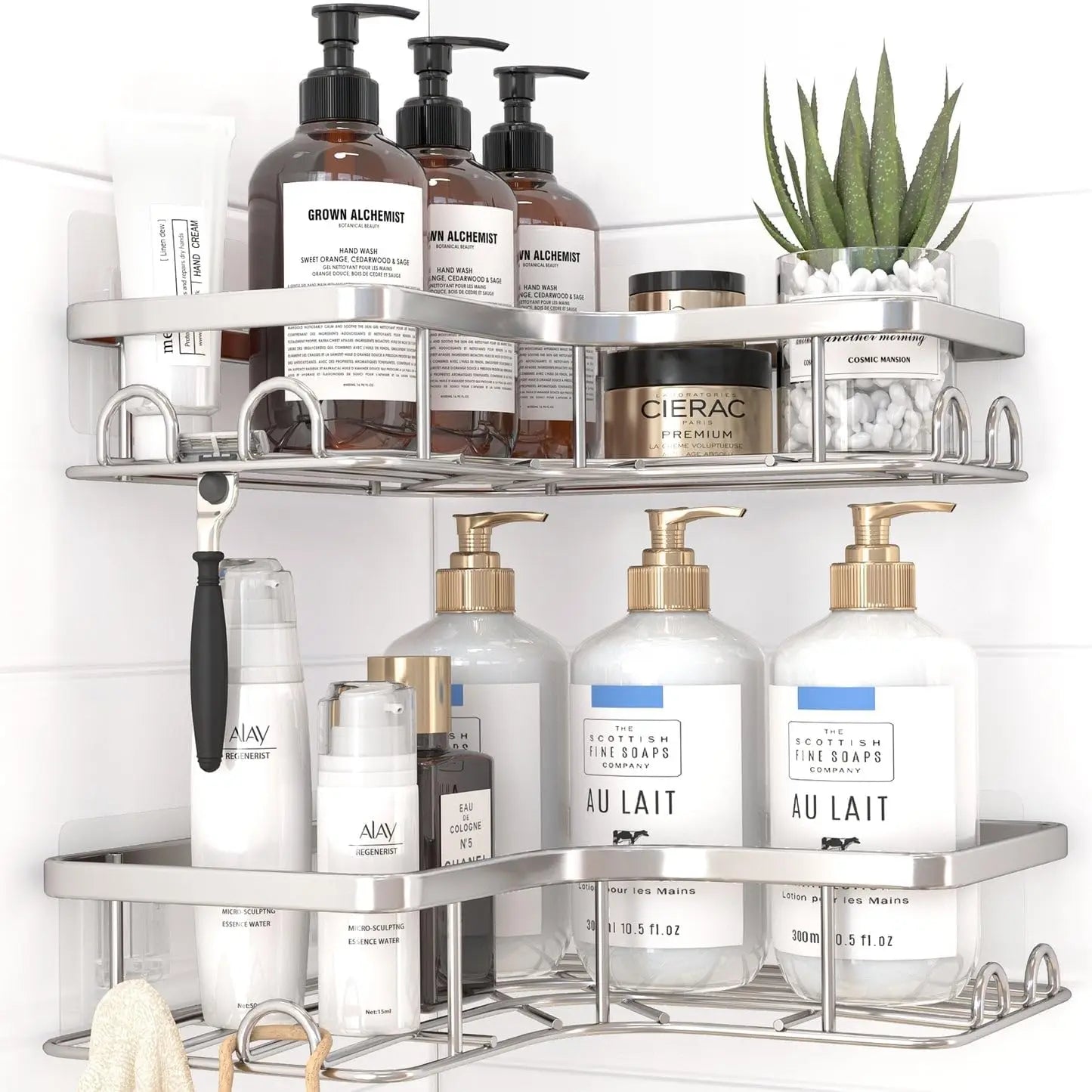 Corner Shower Caddy 2 Pack Adhesive Stainless Steel Shelves