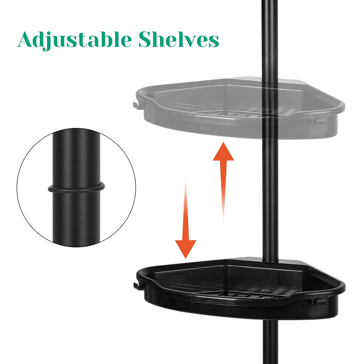 HiMISS Corner Shower Caddy With Tension Pole Four-Tier Organizer