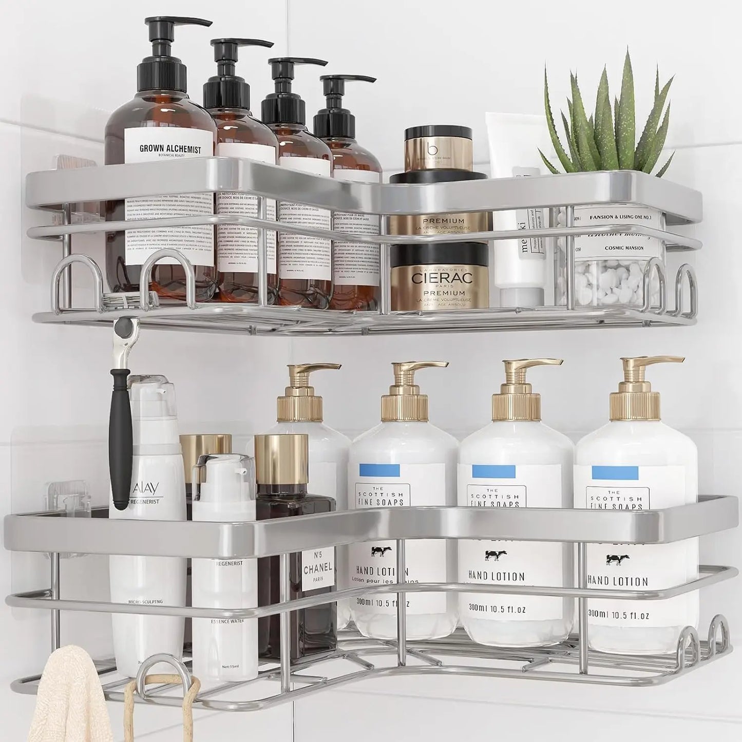 Corner Shower Caddy 2 Pack Adhesive Stainless Steel Shelves