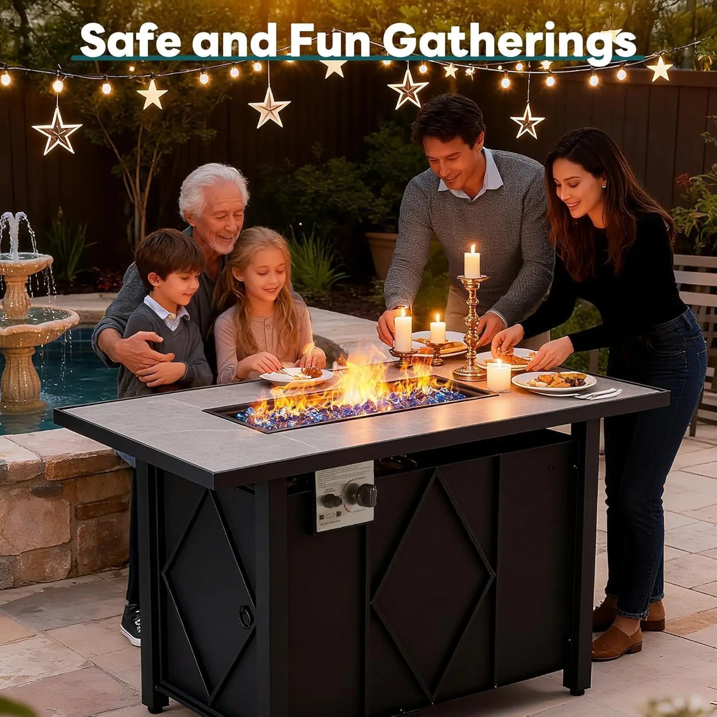 JHK Outdoor Propane Fire Pit Table 50,000 BTU CSA Certified