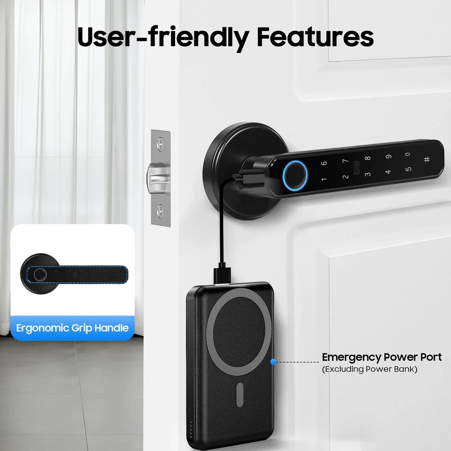 Fingerprint Door Lock With Smart Handle For Homes And Offices