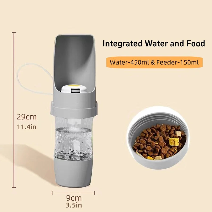 Portable Pet Water Bottle With Food Storage For Pets